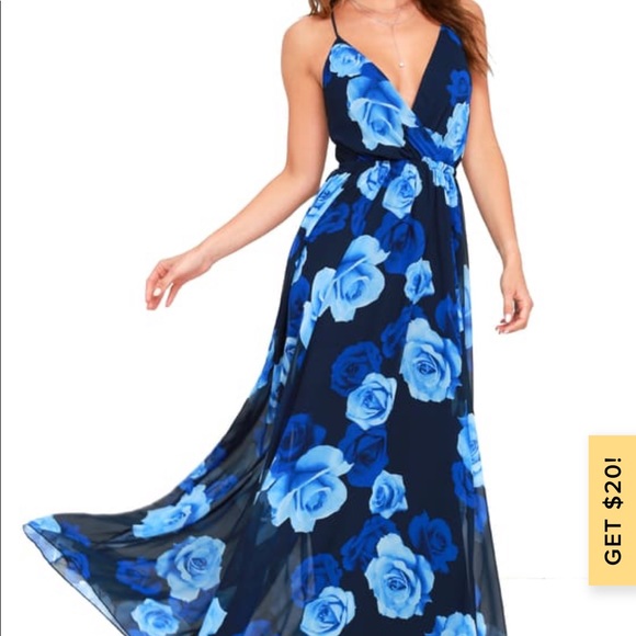 Lulus Dresses & Skirts - Lulu’s Only in Dreams Navy Blue Floral Maxi Dress